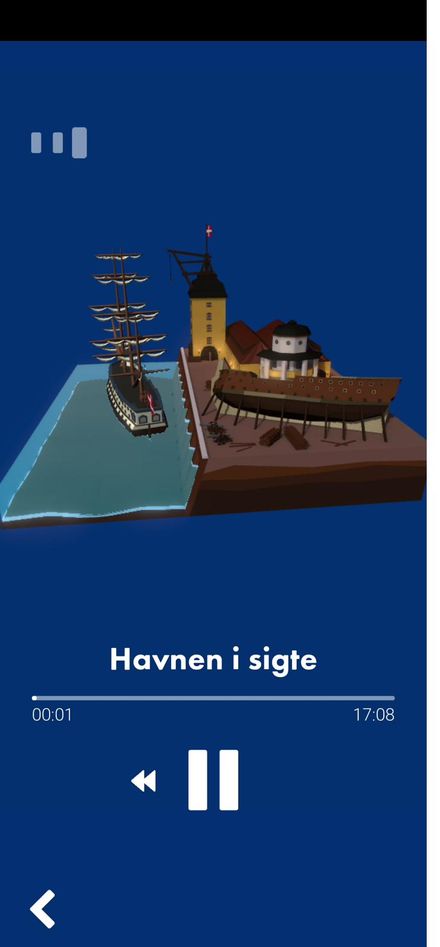 Skærmbillede: lydfortællingen spiller mens eleven bevæger sig