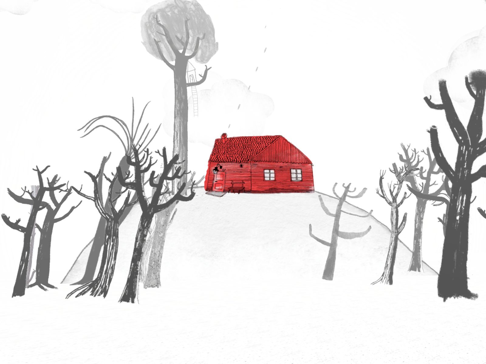 The Little Red House in the forest